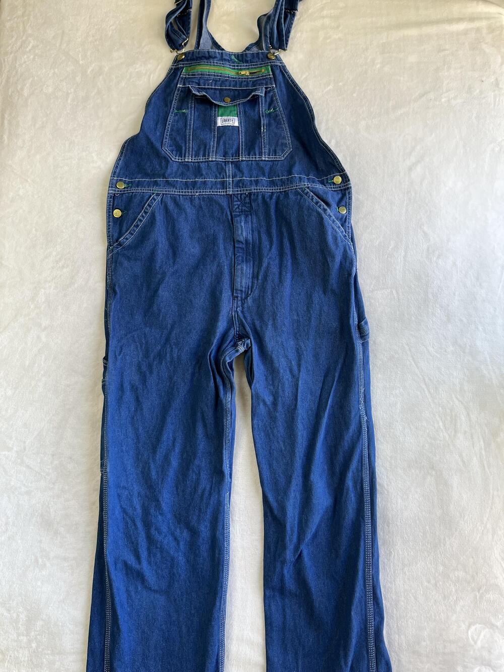Liberty Bib Overalls Jeans Mens 38x30 Blue Relaxed Straight Denim Workwear